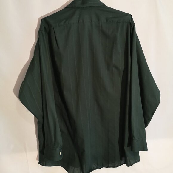 Van Heusen Men's Size 17.5 Dark Green Wrinkle Free Button Front & Cuffs Shirt - Picture 2 of 5